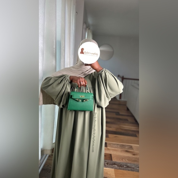 Elegant Abaya modest Green Maxi Dress - Picture 11 of 14